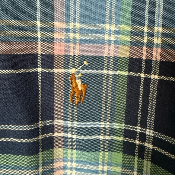 Ralph Lauren Polo Men’s Medium Button Down Shirt Blue Pink Spring Easter - Picture 2 of 4